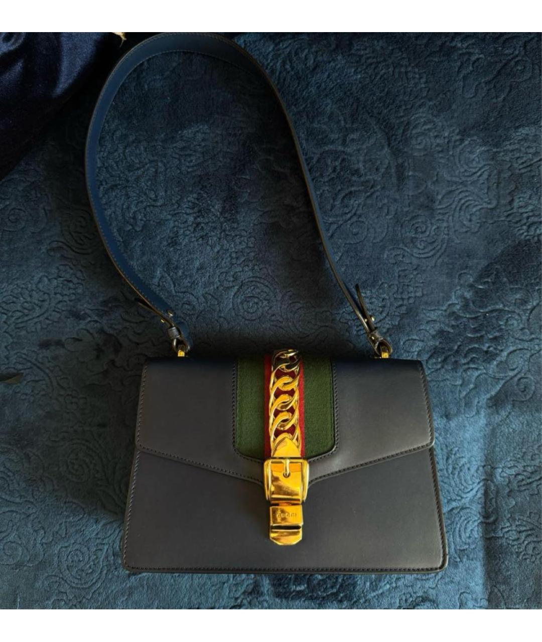 GUCCI Темно-синяя кожаная сумка через плечо, фото 7