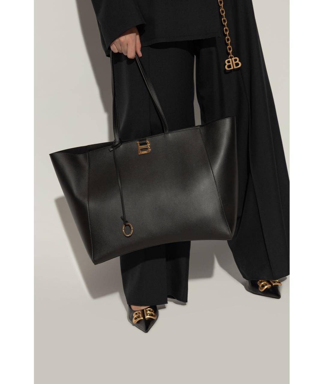BALENCIAGA Черная кожаная сумка тоут, фото 2