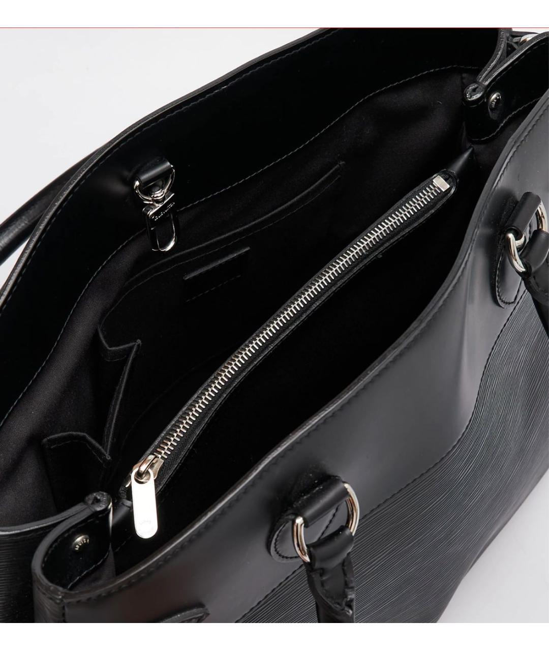 LOUIS VUITTON Черная кожаная сумка с короткими ручками, фото 8