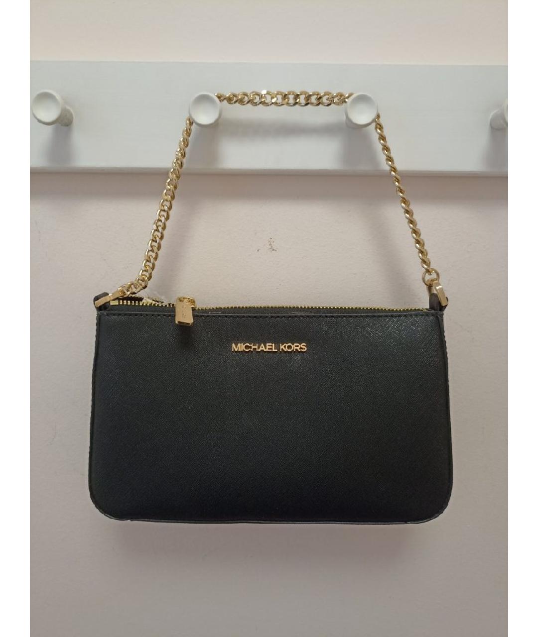 MICHAEL KORS Черная кожаная сумка через плечо, фото 4