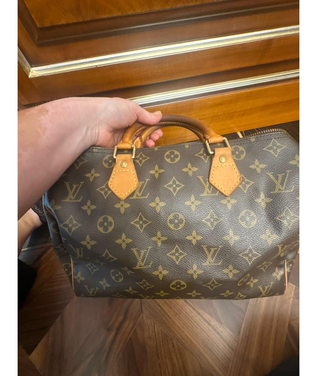 LOUIS VUITTON Коричневая сумка с короткими ручками из искусственной кожи, фото 6