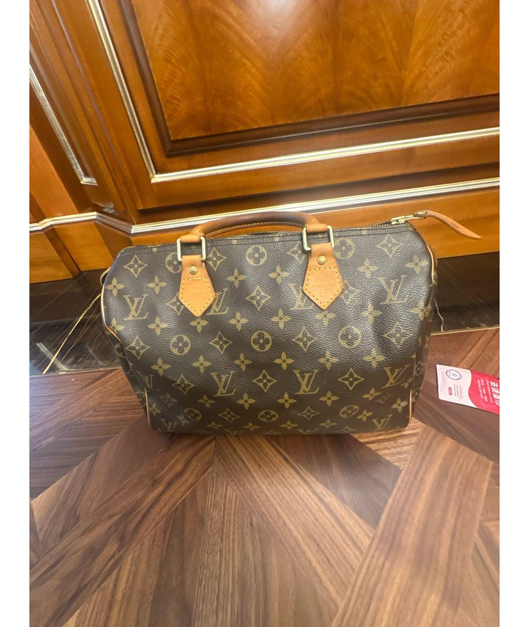 LOUIS VUITTON Коричневая сумка с короткими ручками из искусственной кожи, фото 3