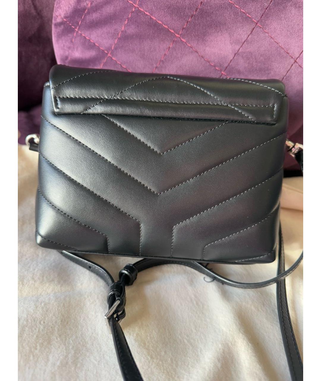 SAINT LAURENT Черная кожаная сумка через плечо, фото 3