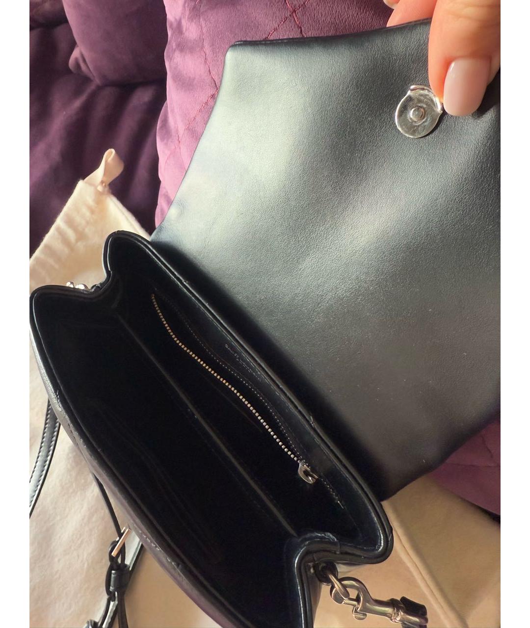 SAINT LAURENT Черная кожаная сумка через плечо, фото 4