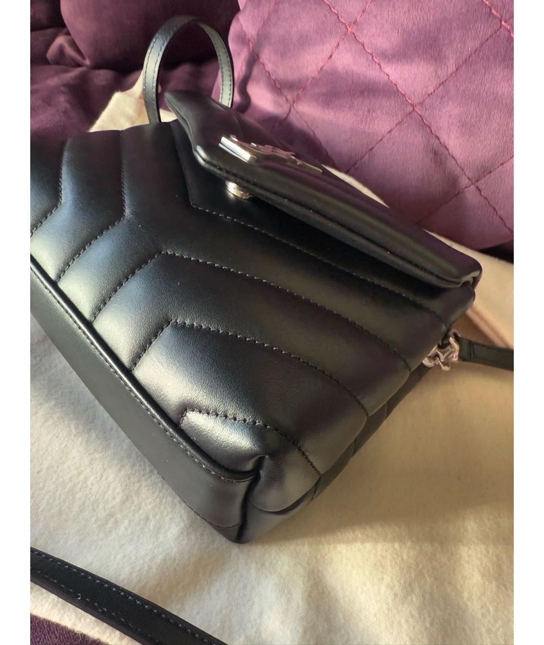 SAINT LAURENT Черная кожаная сумка через плечо, фото 2