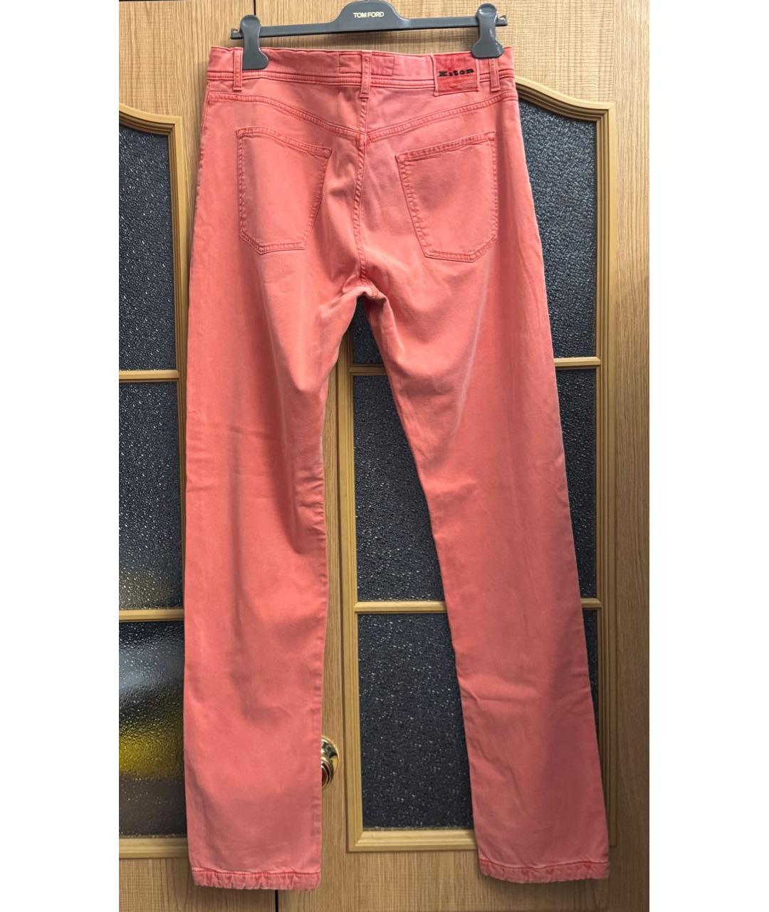 KITON Розовые хлопко-эластановые прямые джинсы, фото 2
