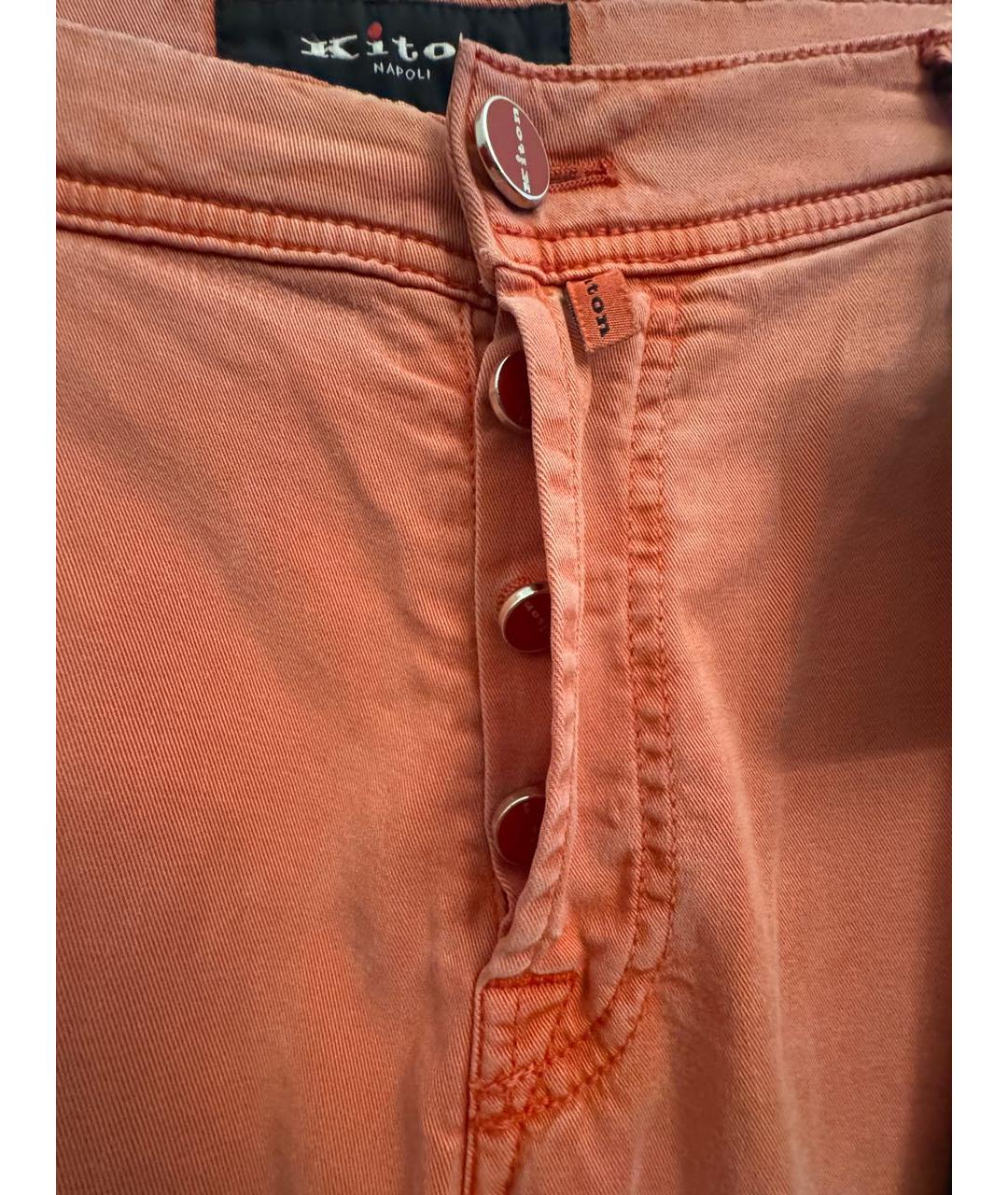 KITON Розовые хлопко-эластановые прямые джинсы, фото 5