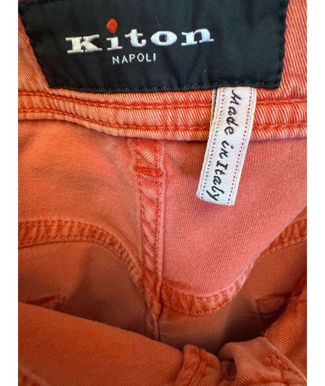 KITON Розовые хлопко-эластановые прямые джинсы, фото 3