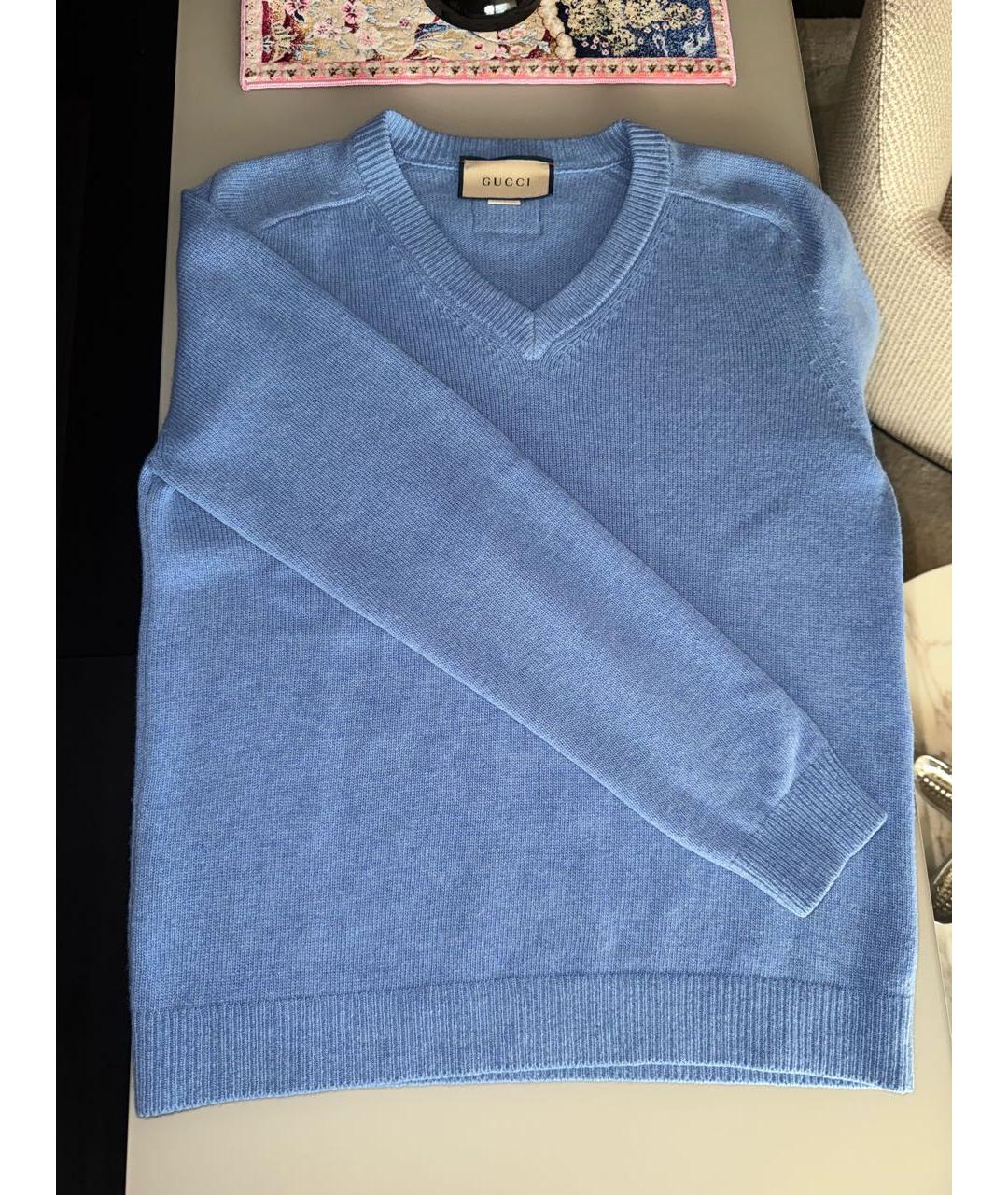 GUCCI Голубой шерстяной кардиган, фото 4