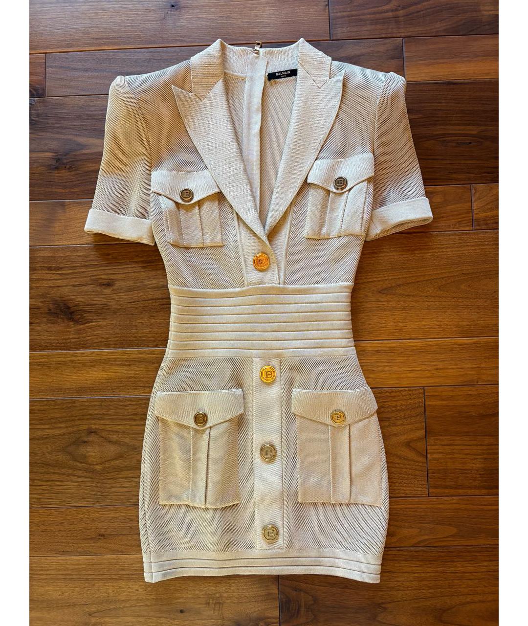 BALMAIN Бежевое вискозное платье, фото 9