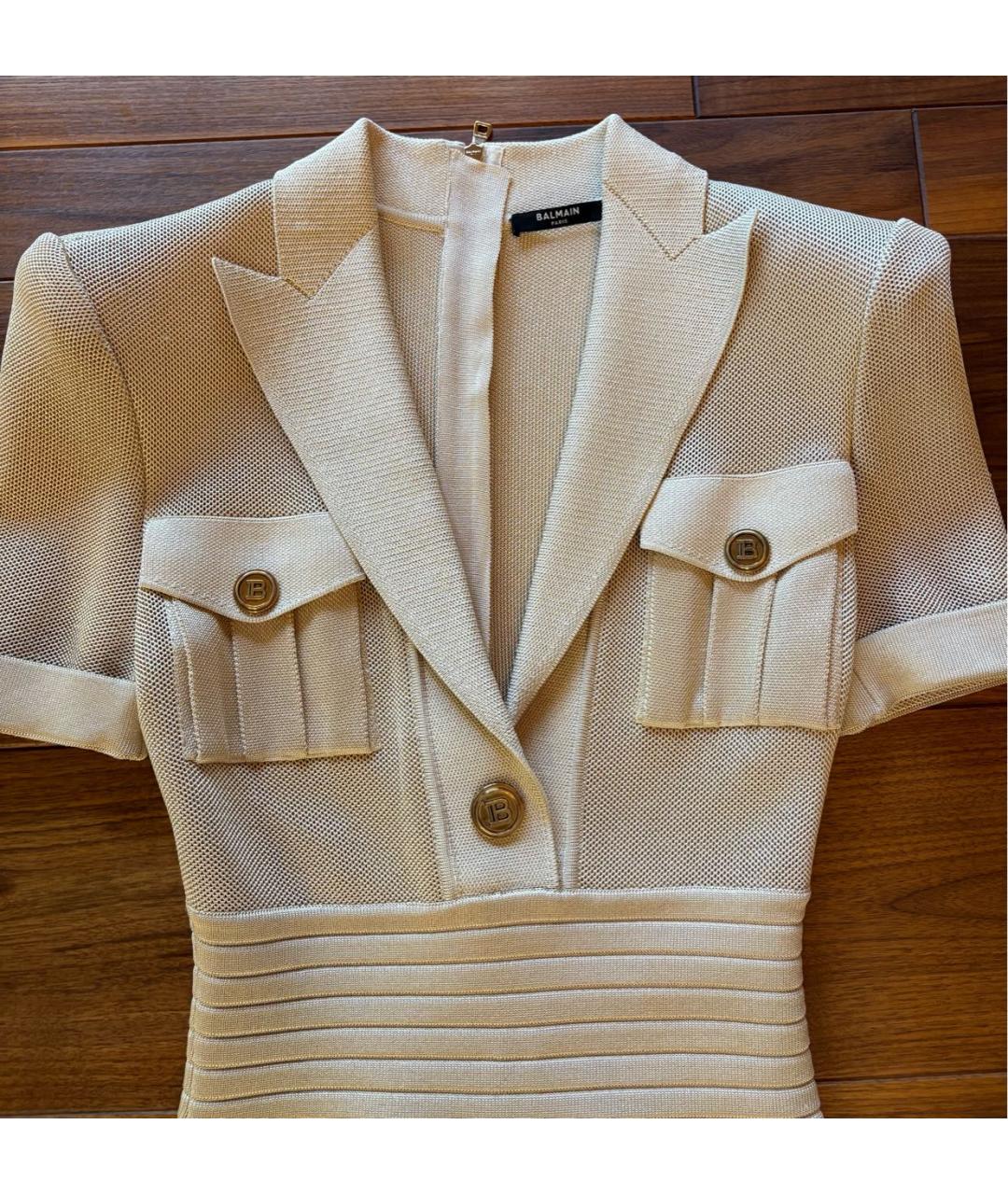 BALMAIN Бежевое вискозное платье, фото 4