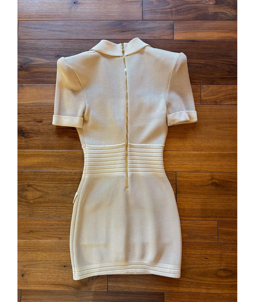 BALMAIN Бежевое вискозное платье, фото 2