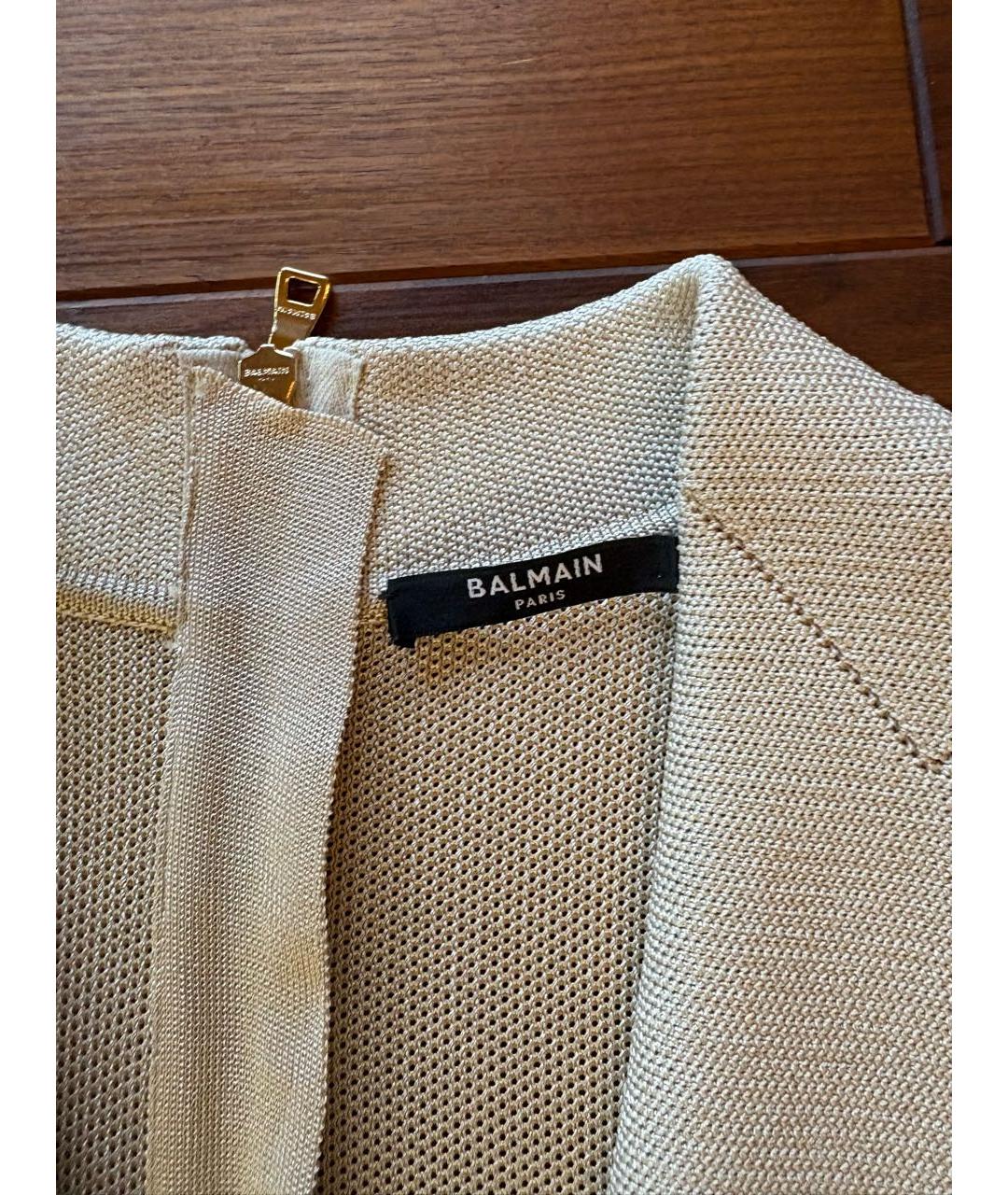 BALMAIN Бежевое вискозное платье, фото 3