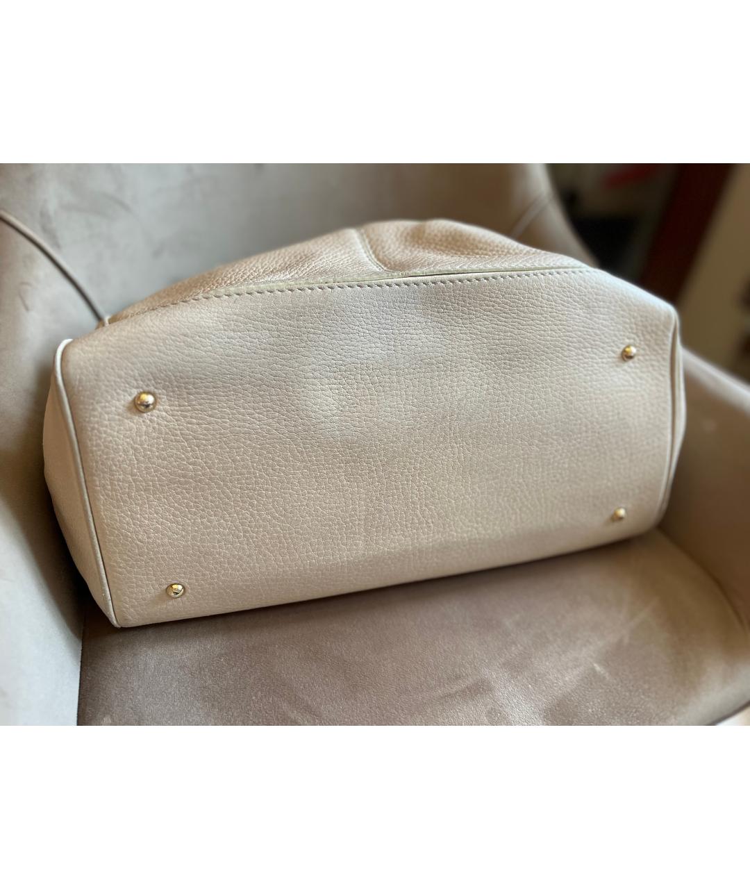 MAX MARA Бежевая кожаная сумка тоут, фото 3