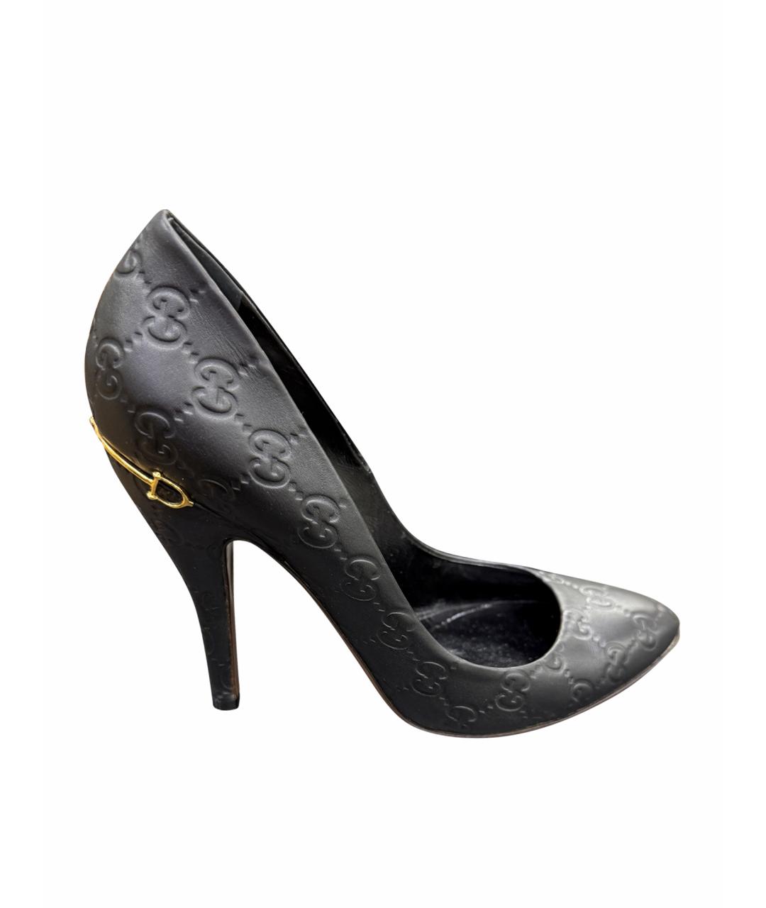 GUCCI Черные кожаные туфли, фото 1