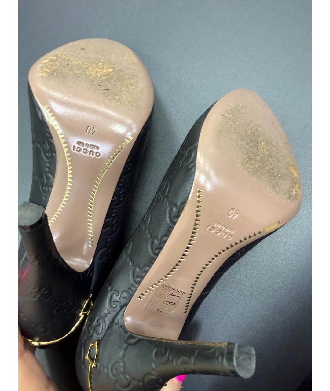 GUCCI Черные кожаные туфли, фото 6