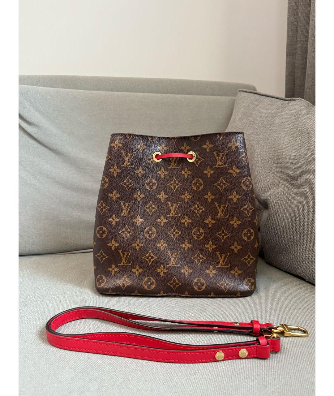 LOUIS VUITTON Коричневая кожаная сумка тоут, фото 4