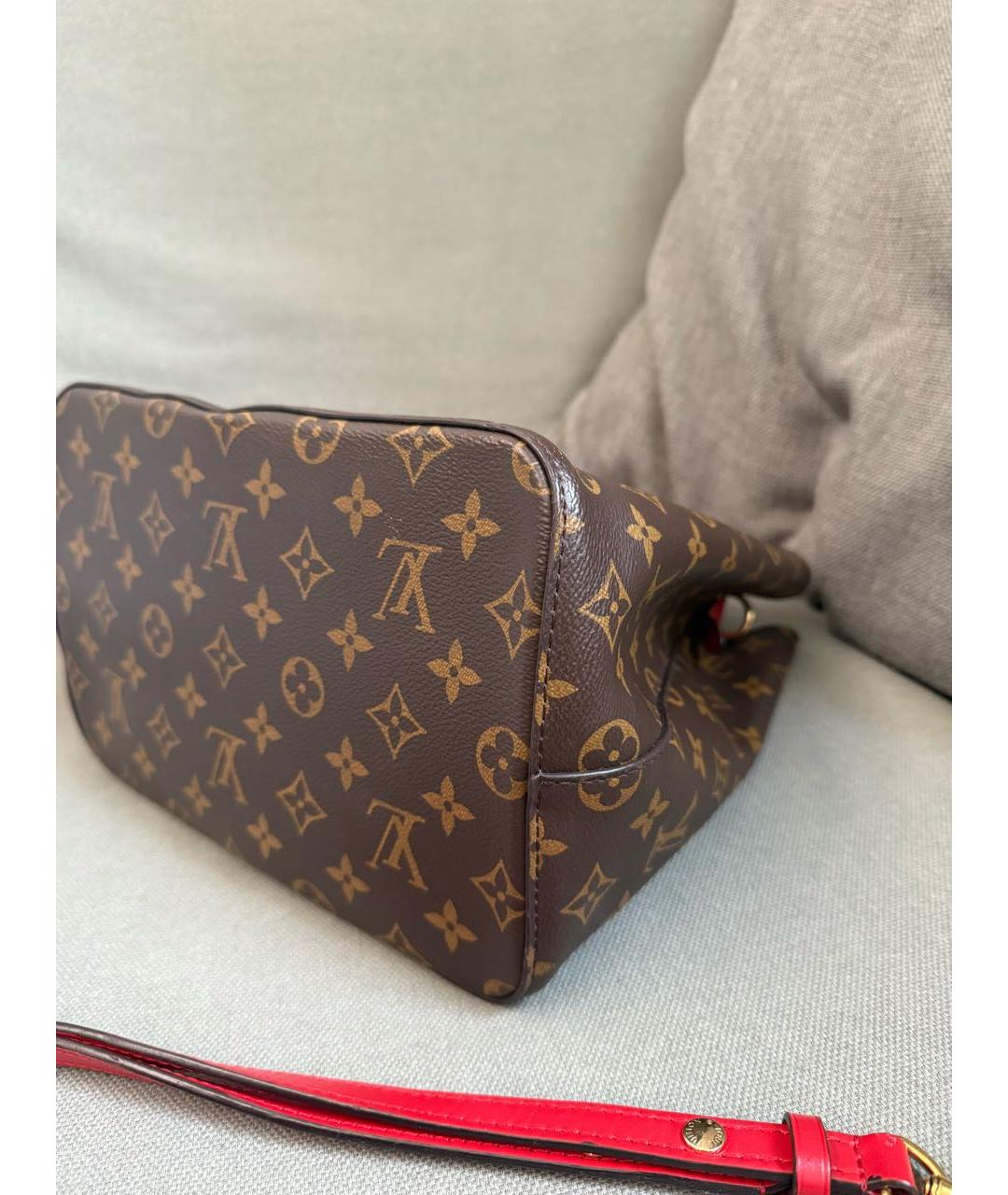 LOUIS VUITTON Коричневая кожаная сумка тоут, фото 8