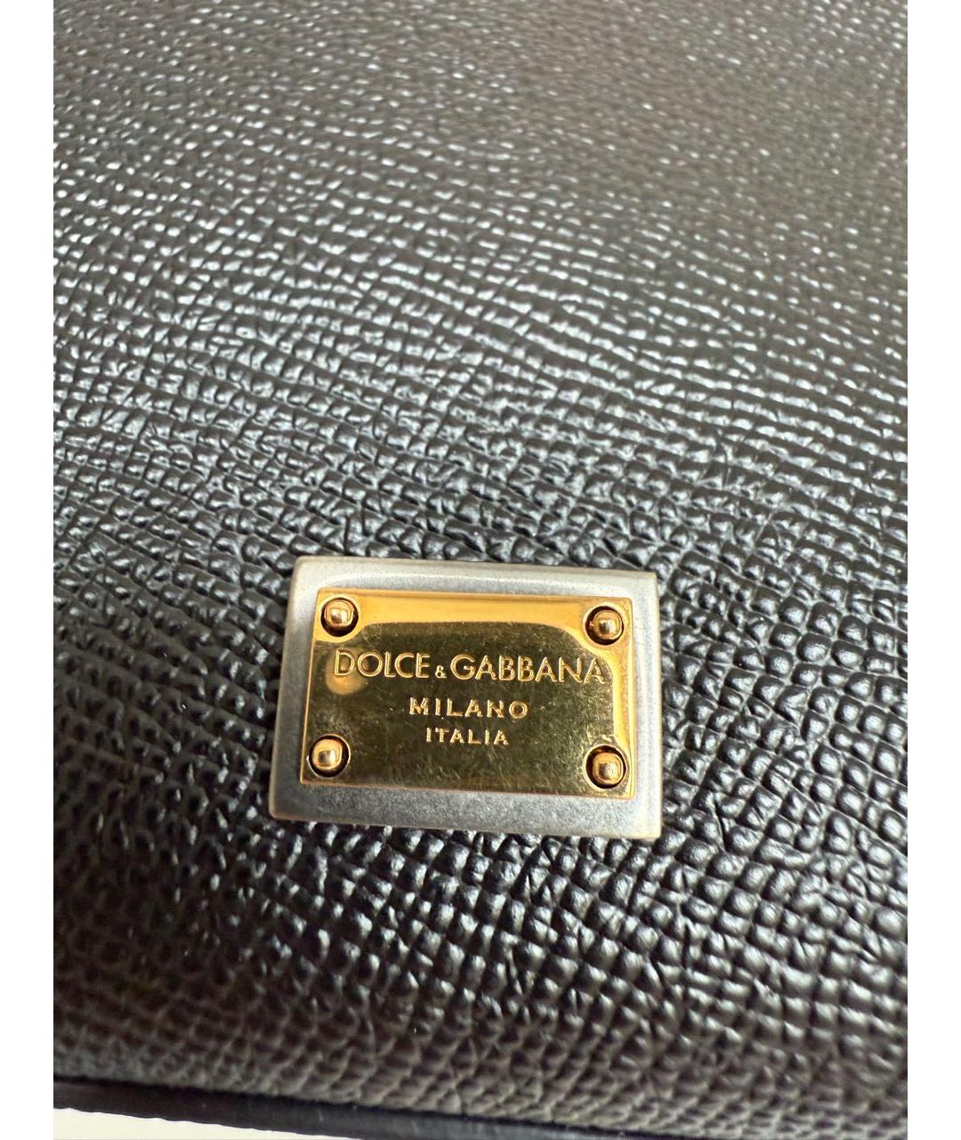 DOLCE&GABBANA Черная кожаная сумка через плечо, фото 7