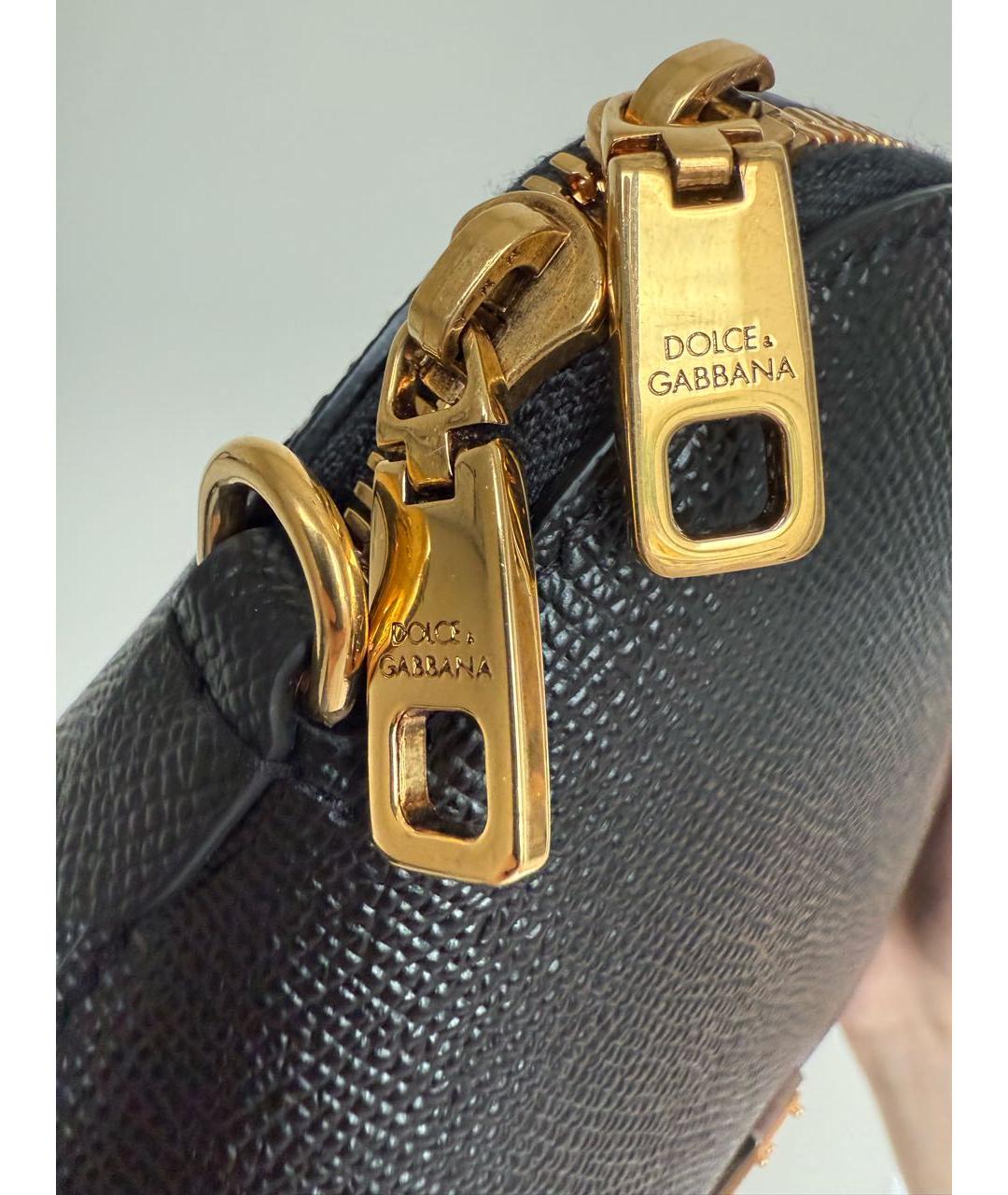 DOLCE&GABBANA Черная кожаная сумка через плечо, фото 6