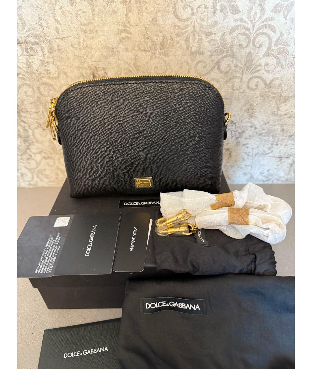 DOLCE&GABBANA Черная кожаная сумка через плечо, фото 5