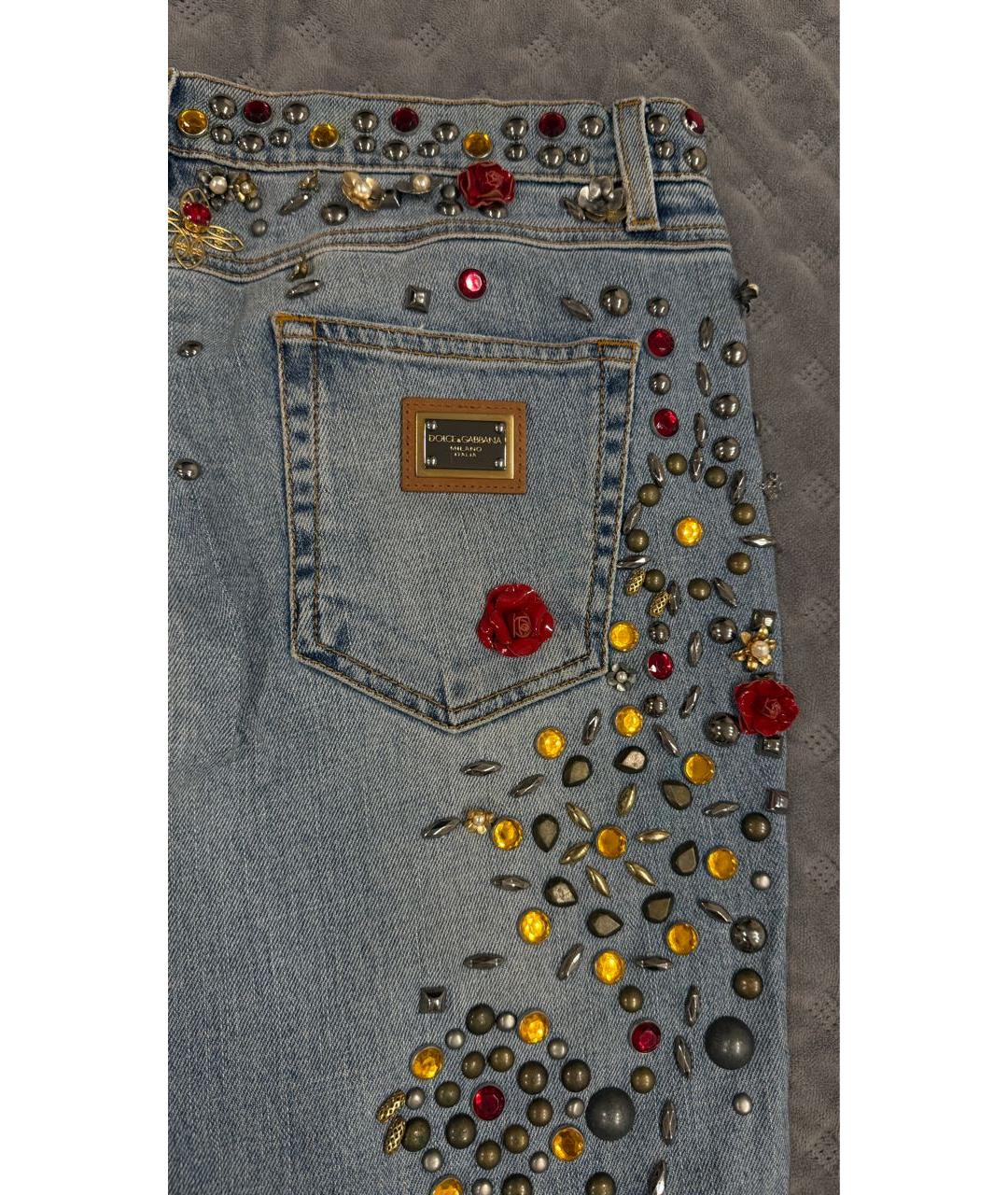 DOLCE&GABBANA Голубые хлопковые джинсы слим, фото 3