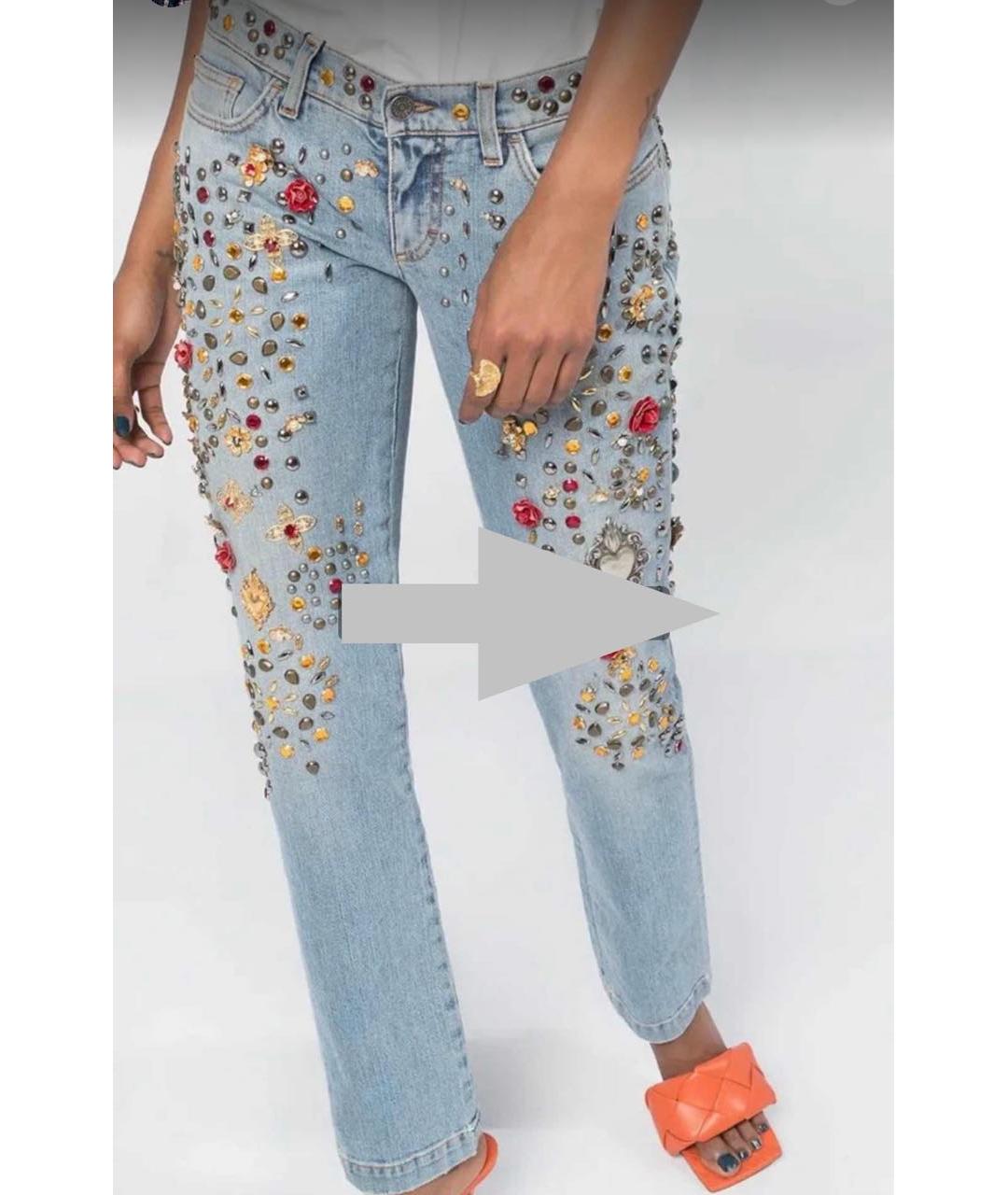 DOLCE&GABBANA Голубые хлопковые джинсы слим, фото 8