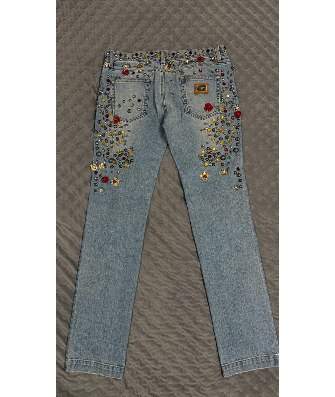 DOLCE&GABBANA Голубые хлопковые джинсы слим, фото 2