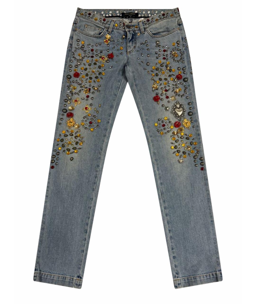 DOLCE&GABBANA Голубые хлопковые джинсы слим, фото 1