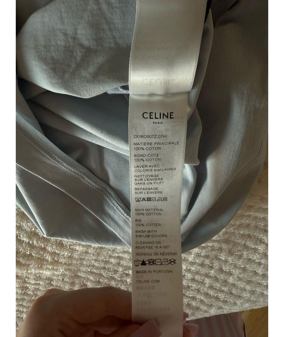 CELINE Голубая хлопковая футболка, фото 3