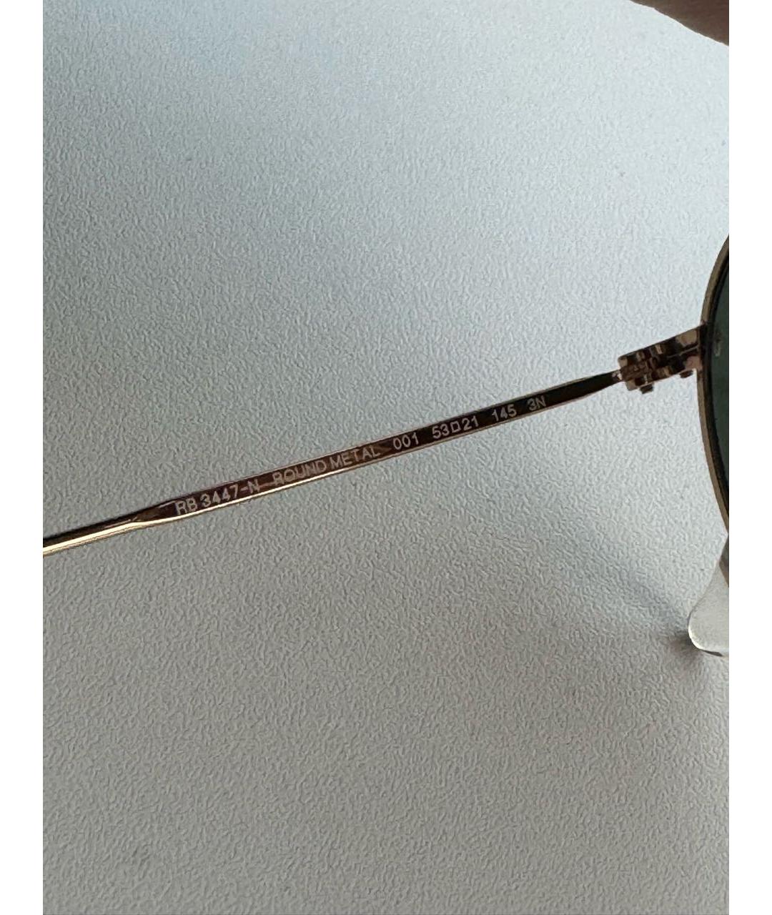 RAY BAN Золотые металлические солнцезащитные очки, фото 5