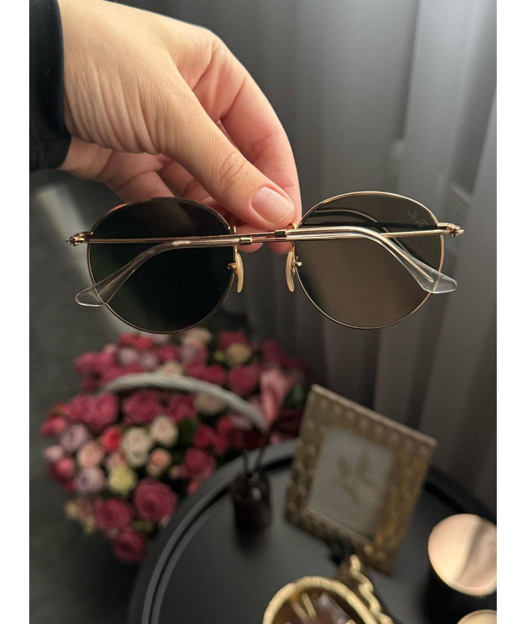RAY BAN Золотые металлические солнцезащитные очки, фото 3