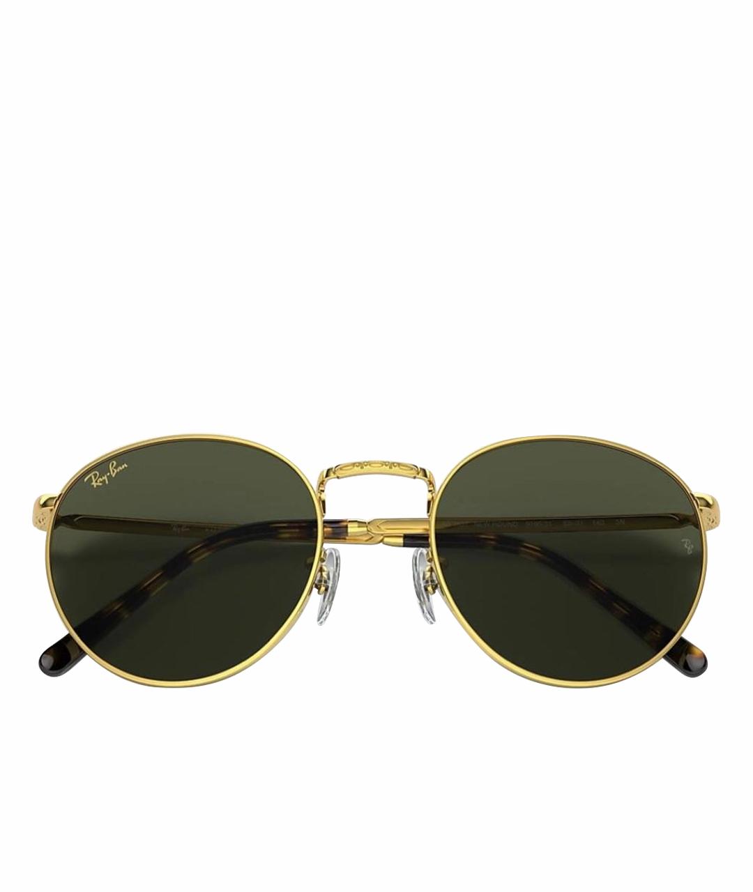 RAY BAN Золотые металлические солнцезащитные очки, фото 1