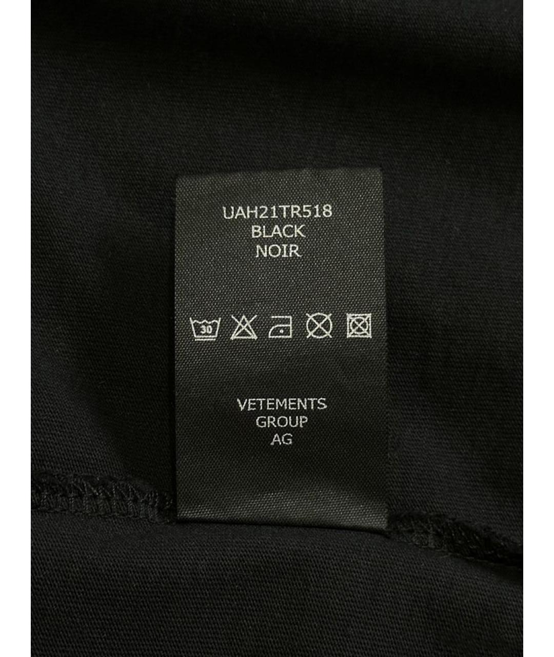 VETEMENTS Черная хлопковая футболка, фото 9