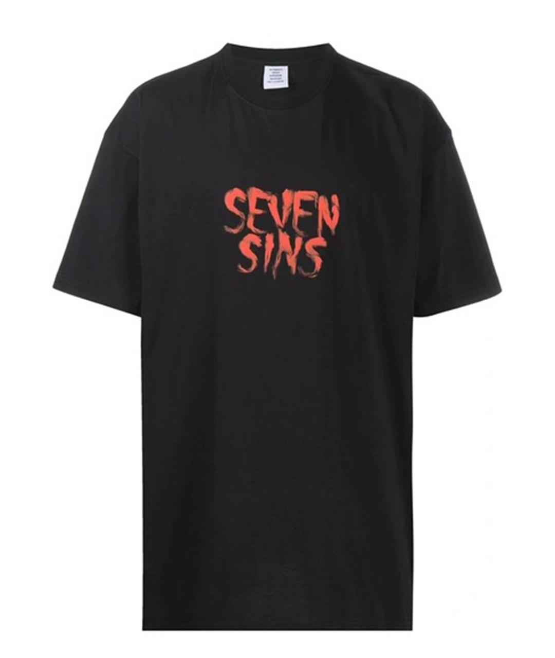 VETEMENTS Черная хлопковая футболка, фото 1