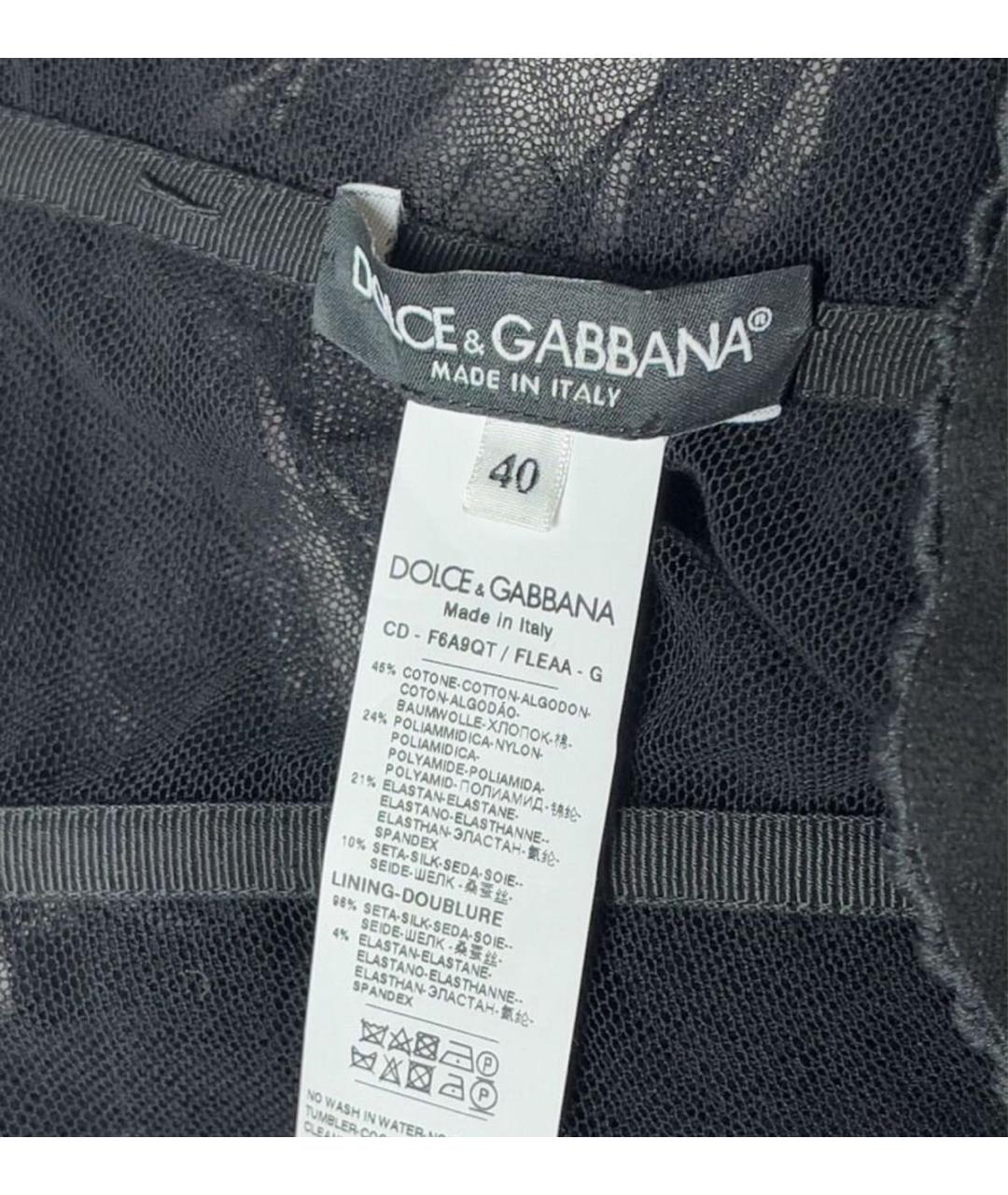 DOLCE&GABBANA Черное хлопко-эластановое вечернее платье, фото 7
