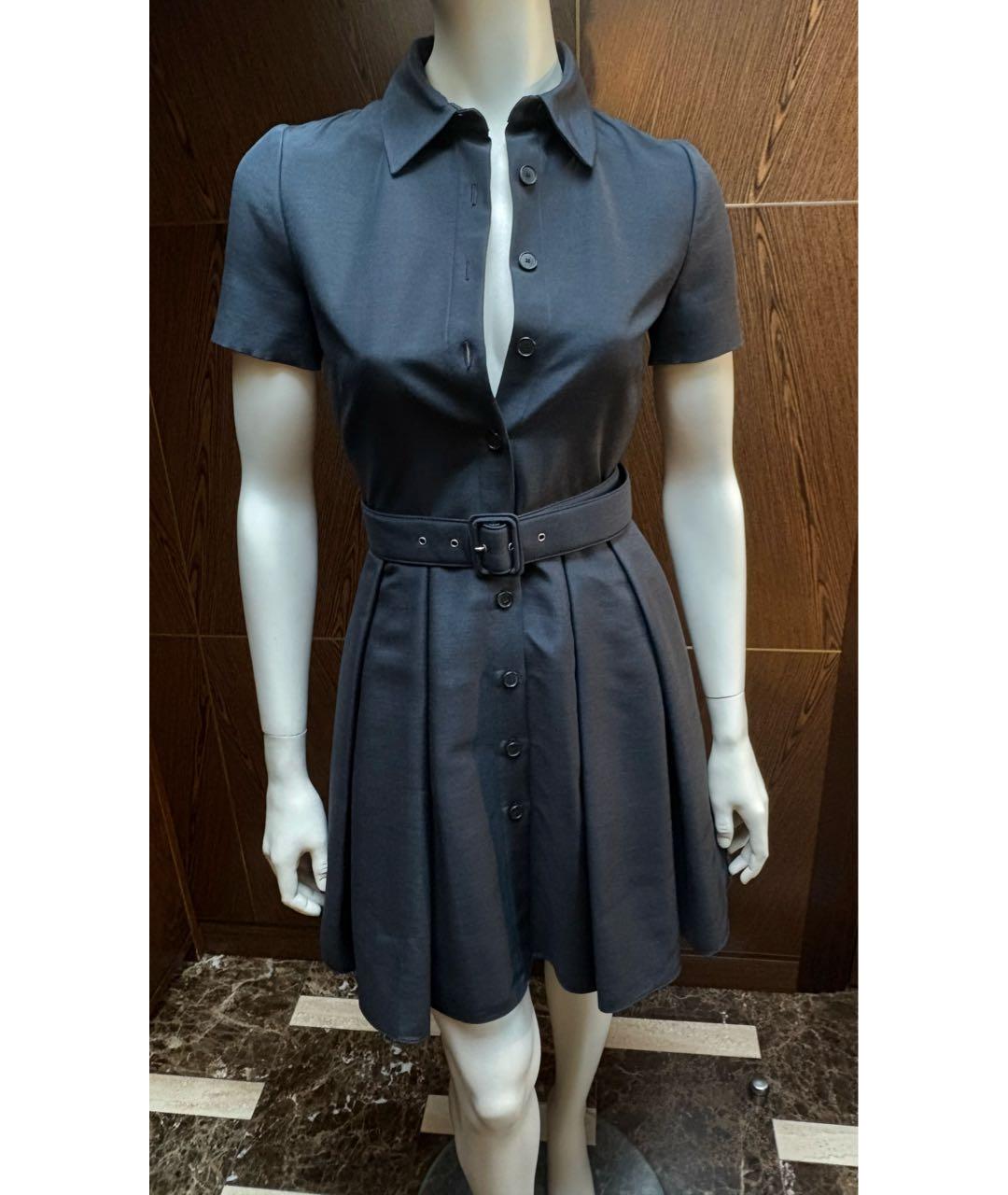 CHRISTIAN DIOR Темно-синее шелковое повседневное платье, фото 4