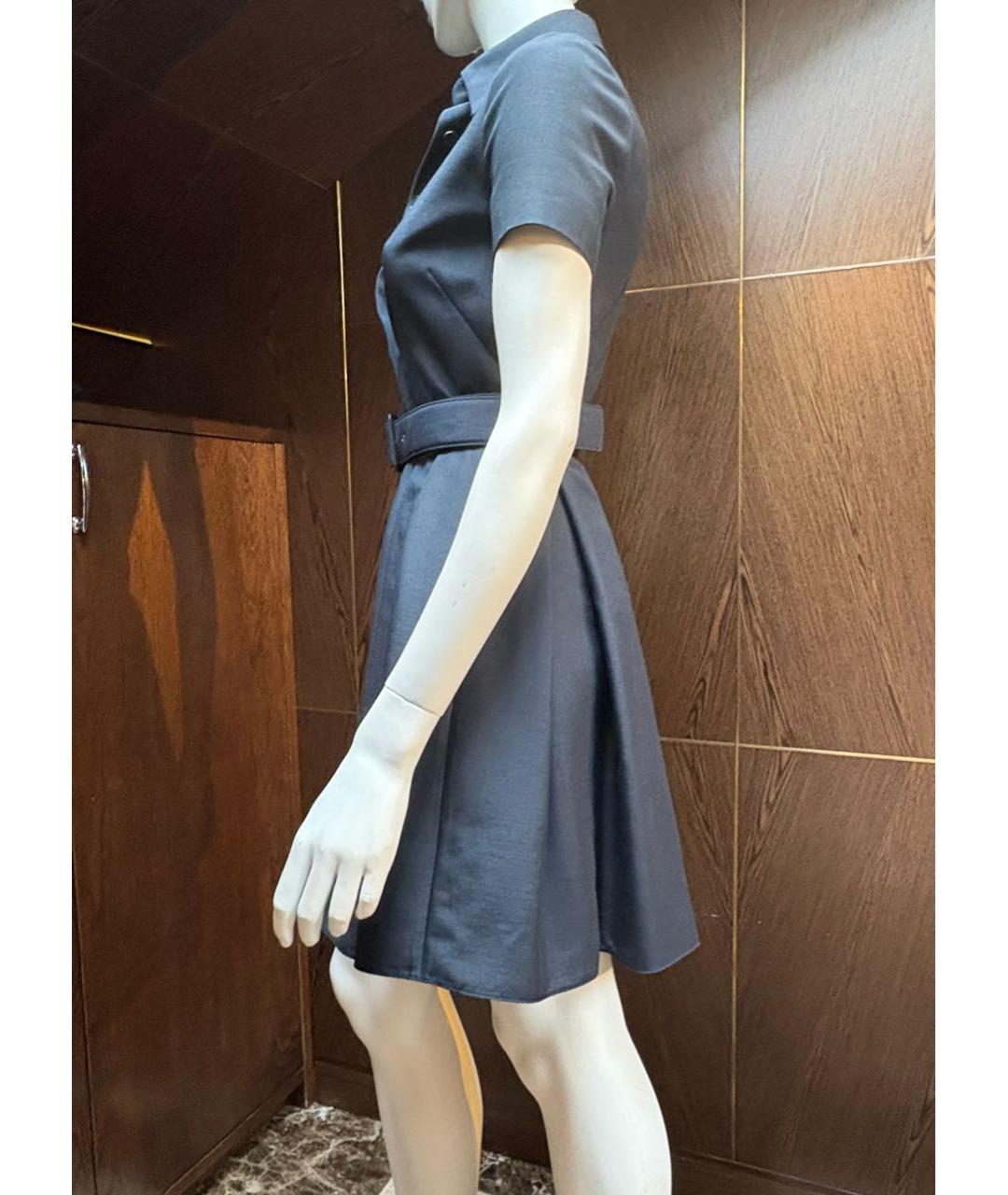 CHRISTIAN DIOR Темно-синее шелковое повседневное платье, фото 6