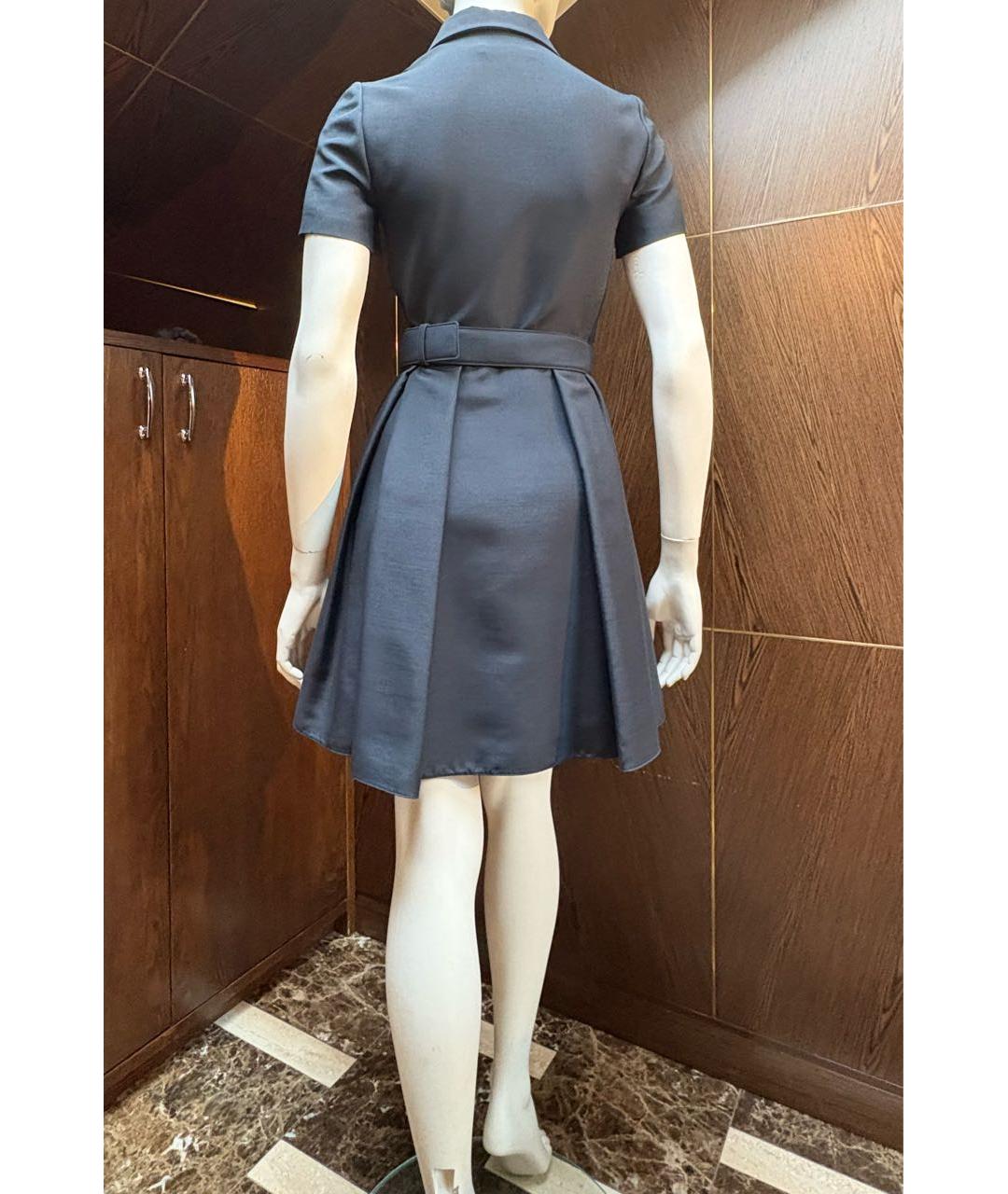 CHRISTIAN DIOR Темно-синее шелковое повседневное платье, фото 2