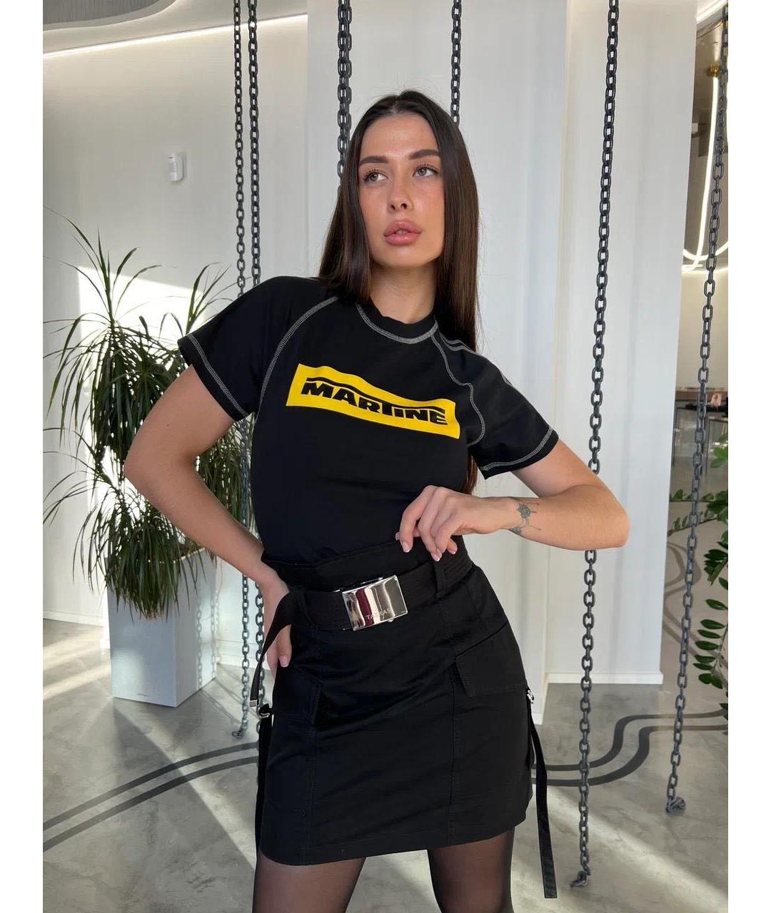 TATRAS Черная хлопковая юбка мини, фото 4