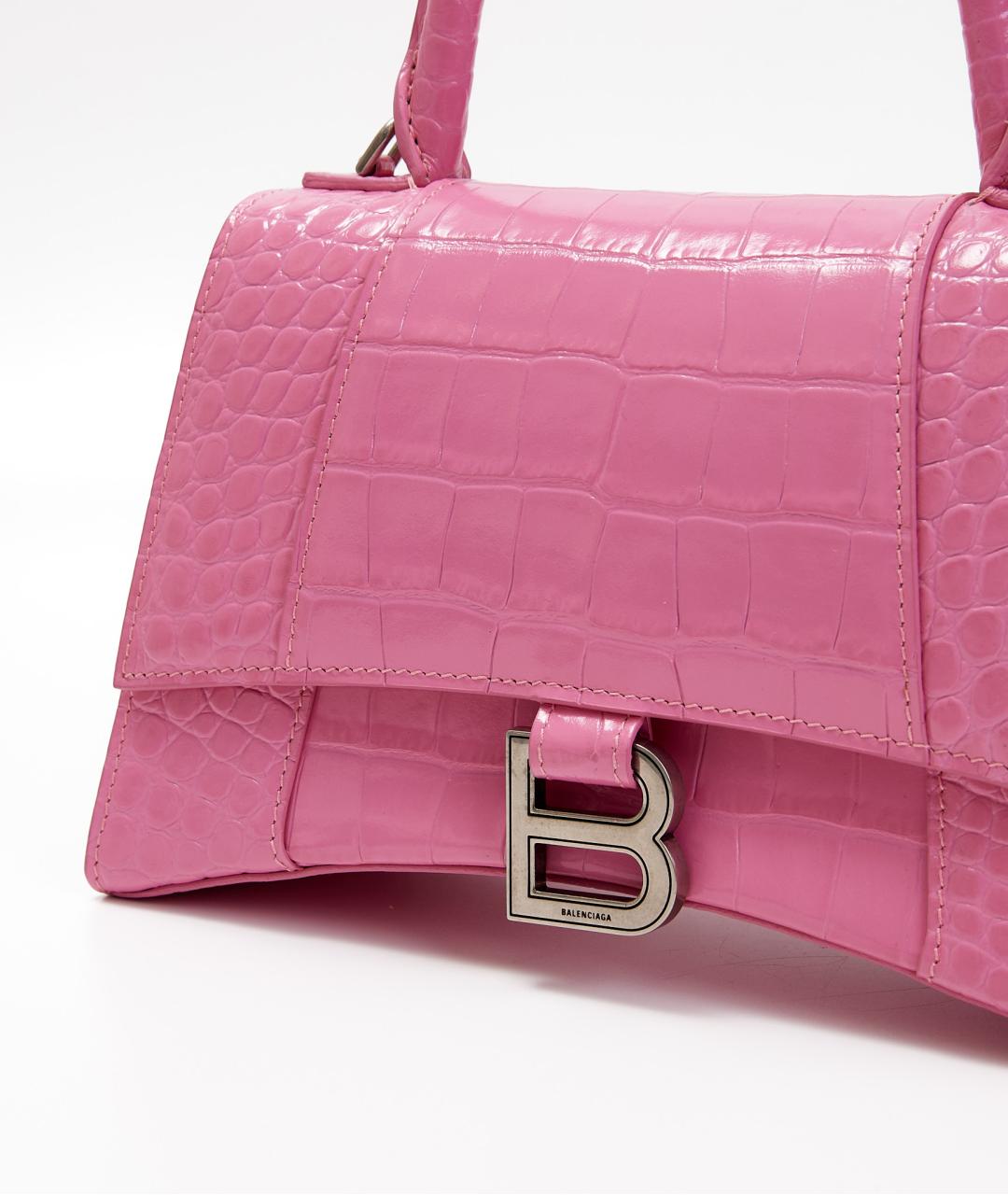 BALENCIAGA Розовая кожаная сумка с короткими ручками, фото 4