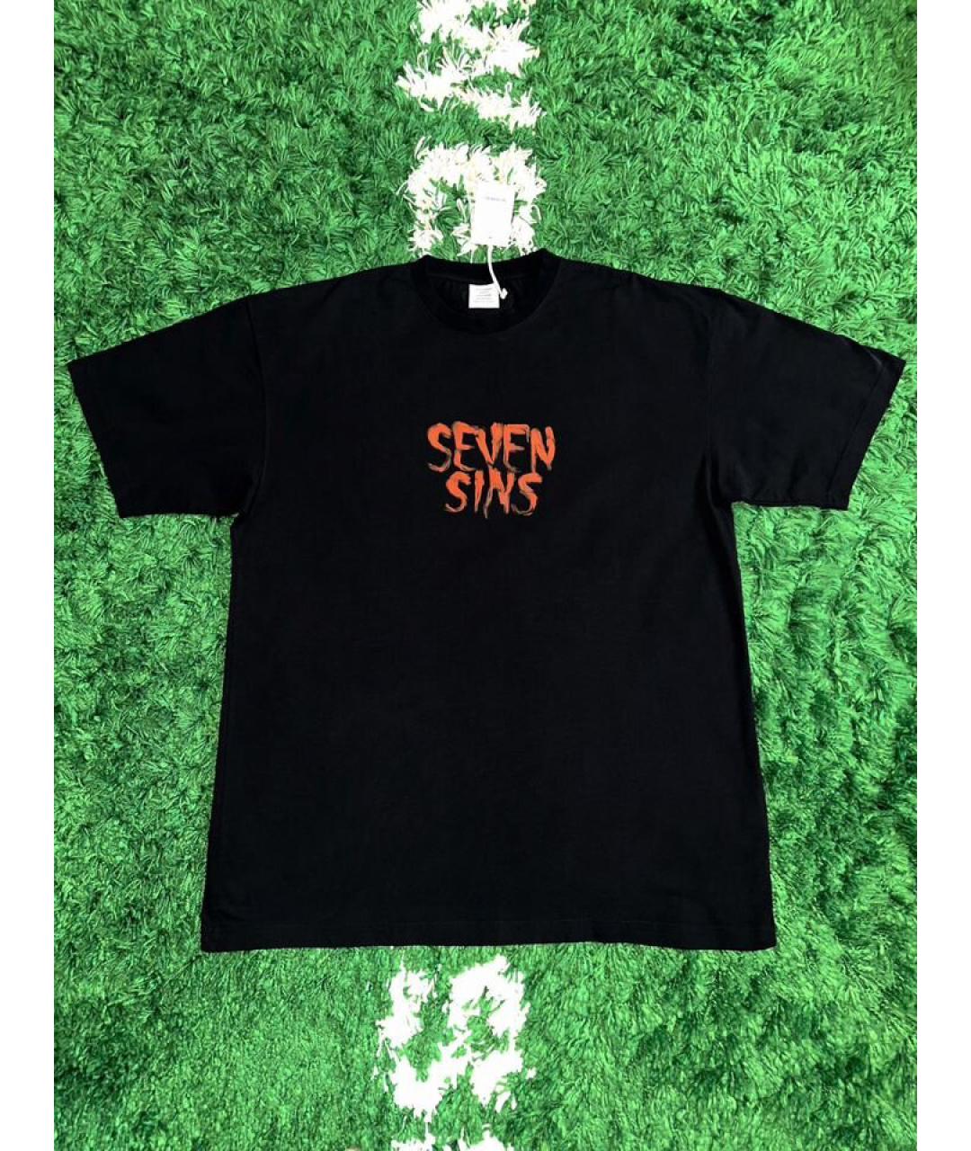VETEMENTS Черная хлопковая футболка, фото 2
