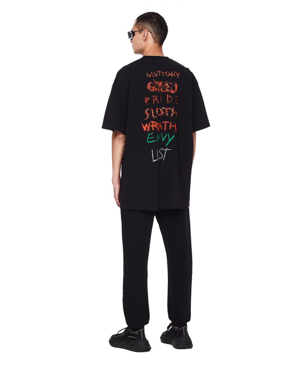 VETEMENTS Черная хлопковая футболка, фото 9