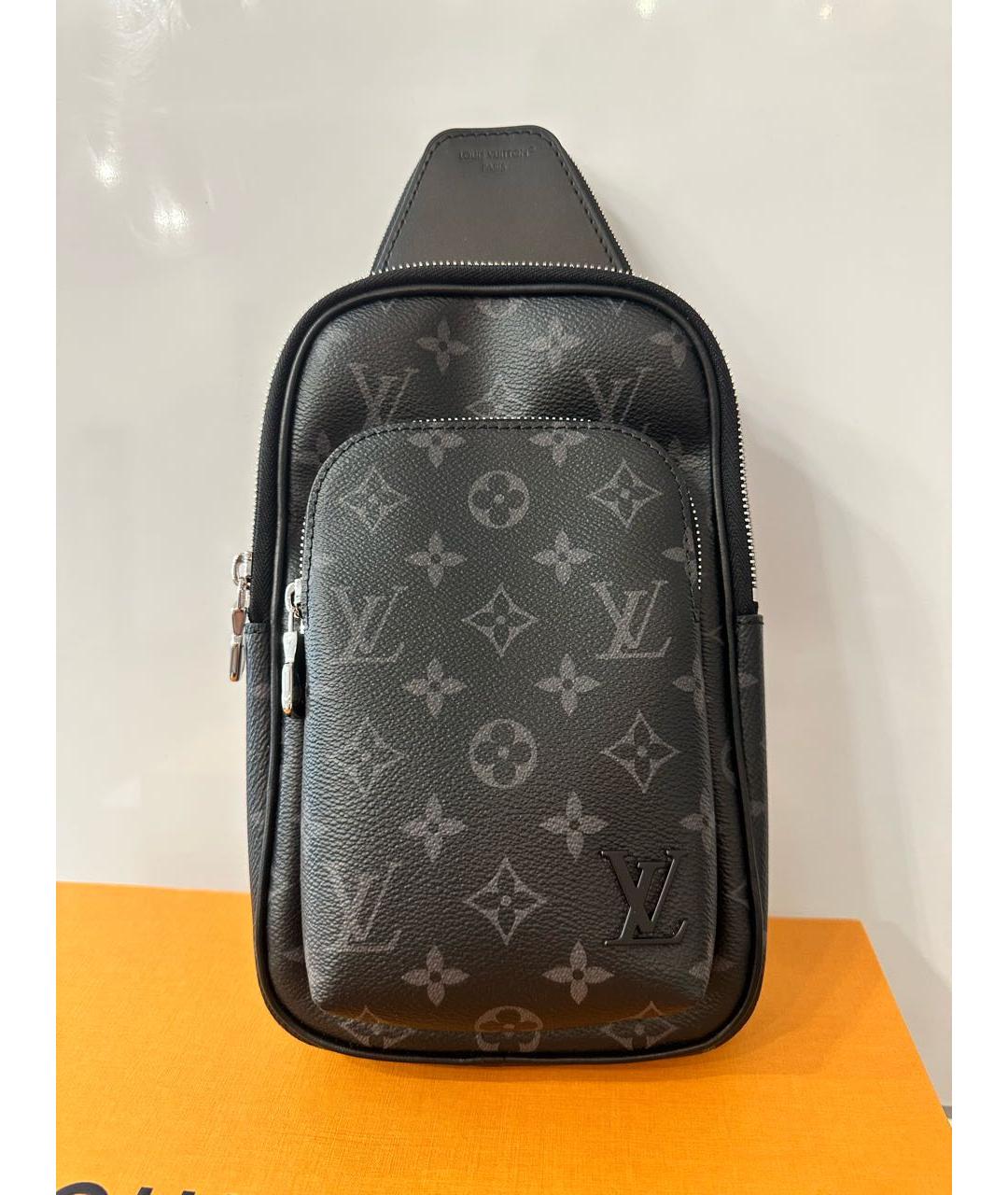 LOUIS VUITTON Черная кожаная поясная сумка, фото 4