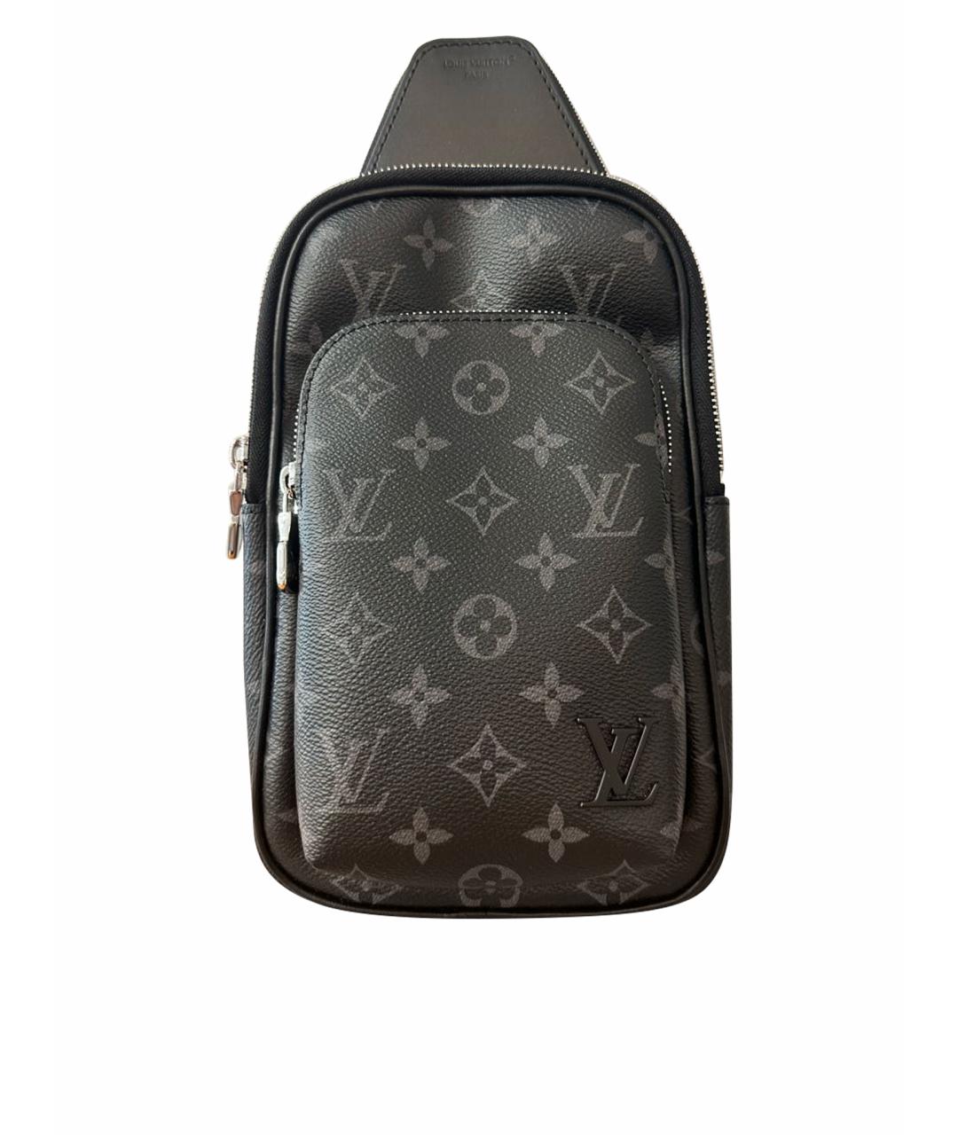 LOUIS VUITTON Черная кожаная поясная сумка, фото 1