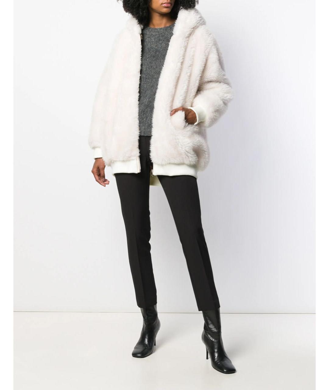 METEO YVES SALOMON Белая шерстяная шуба, фото 5