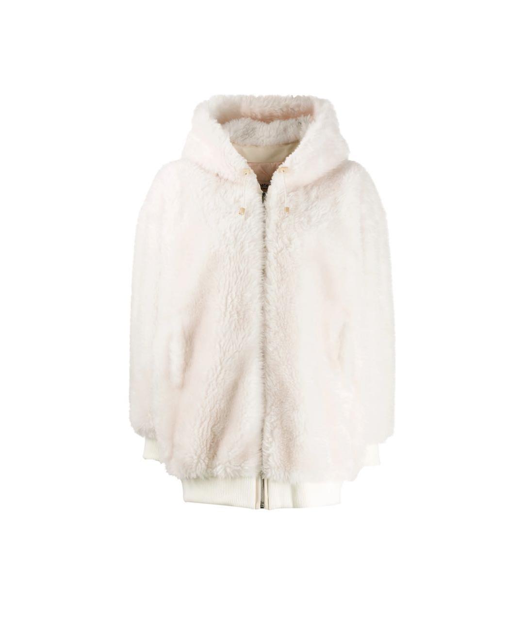 METEO YVES SALOMON Белая шерстяная шуба, фото 8