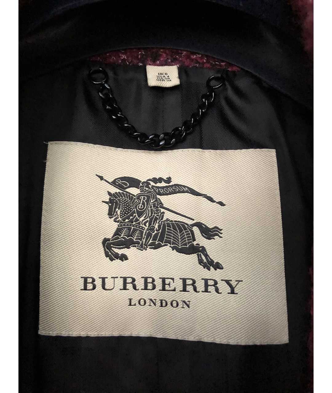 BURBERRY Бордовое твидовое пальто, фото 3