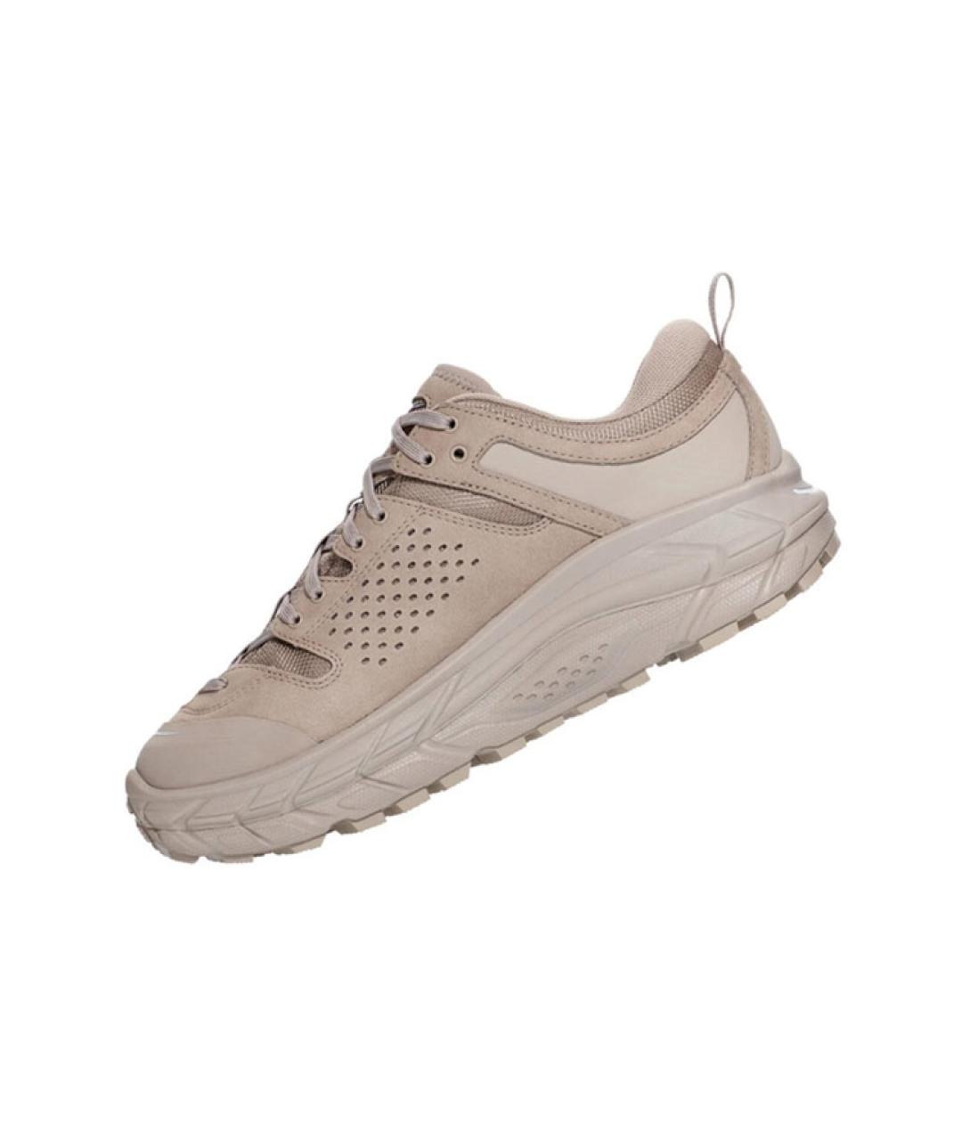 HOKA Бежевые кожаные высокие кроссовки / кеды, фото 2