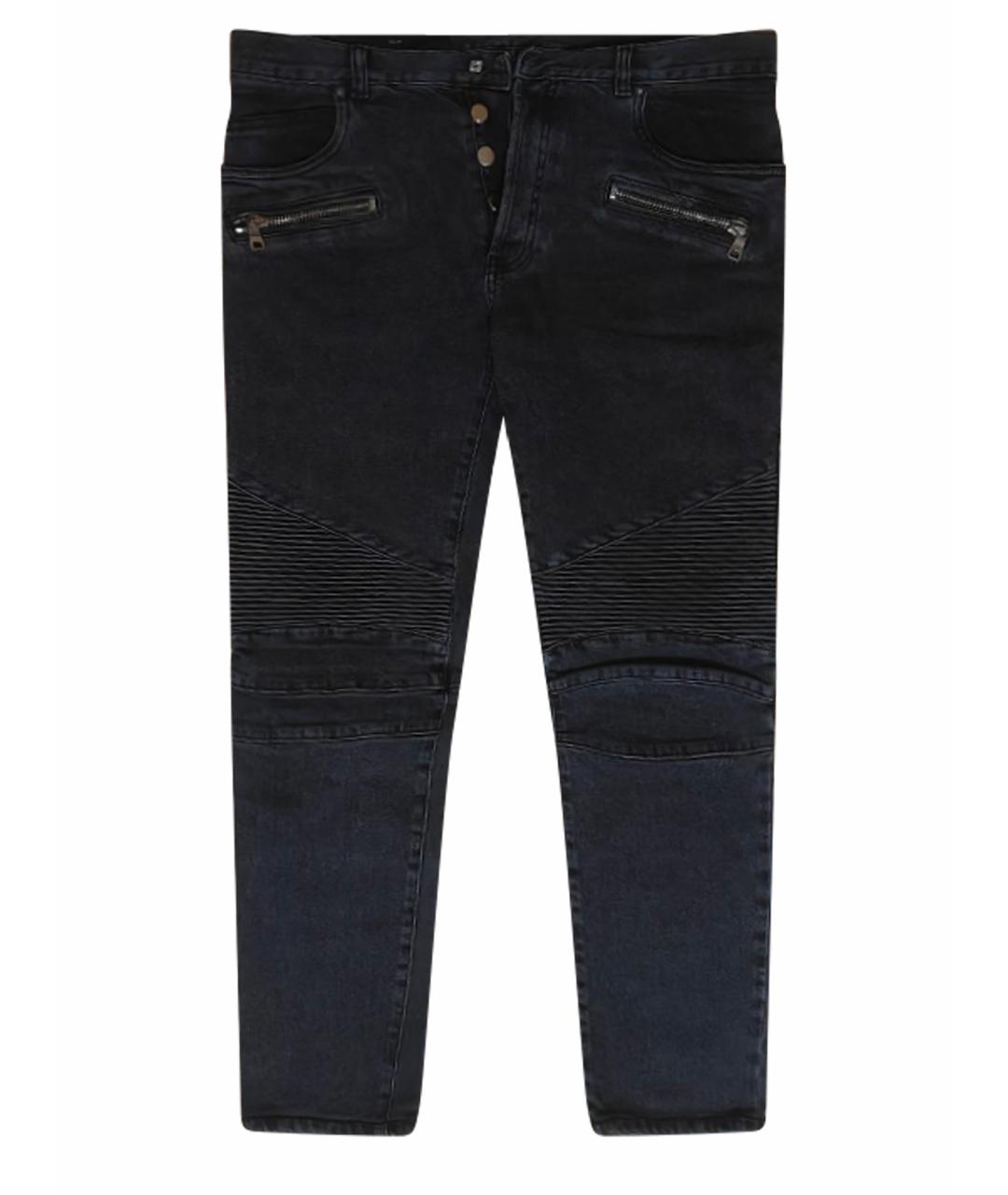 BALMAIN Антрацитовые хлопко-эластановые джинсы скинни, фото 1